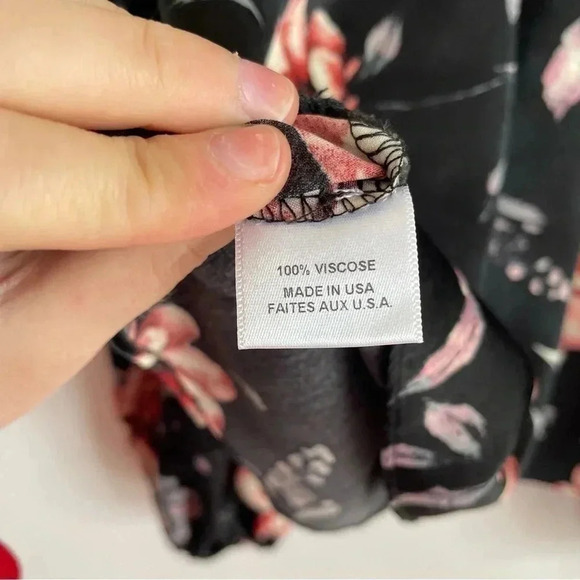 MISA Los Angeles Belva Blouse Off the Shoulder Black Velvet Bow Floral Satin - Picture 14 of 15